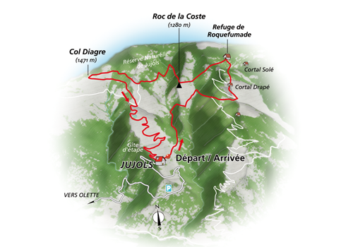 Illustration cartographique paysagère en perspective