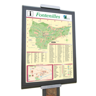 Panneau d'information relais service tourisme cartographie