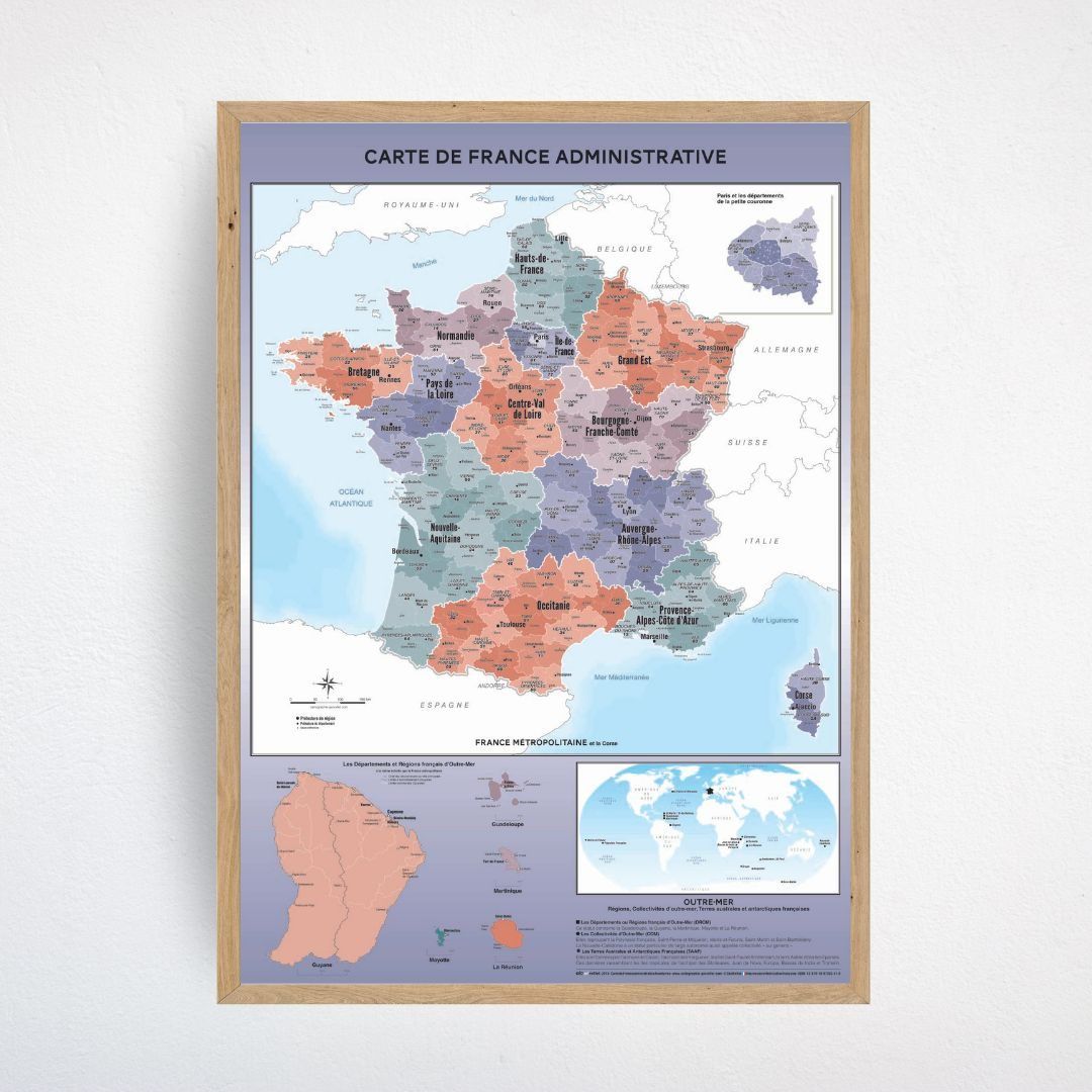 Carte de France administrative aventurine 60x80cm