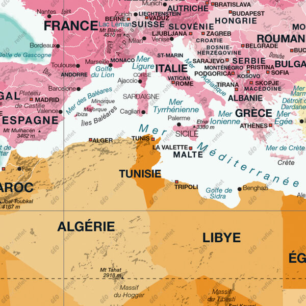 🗺️ Mappemonde Old School - Poster plastifié A0 118x84cm – Image 2