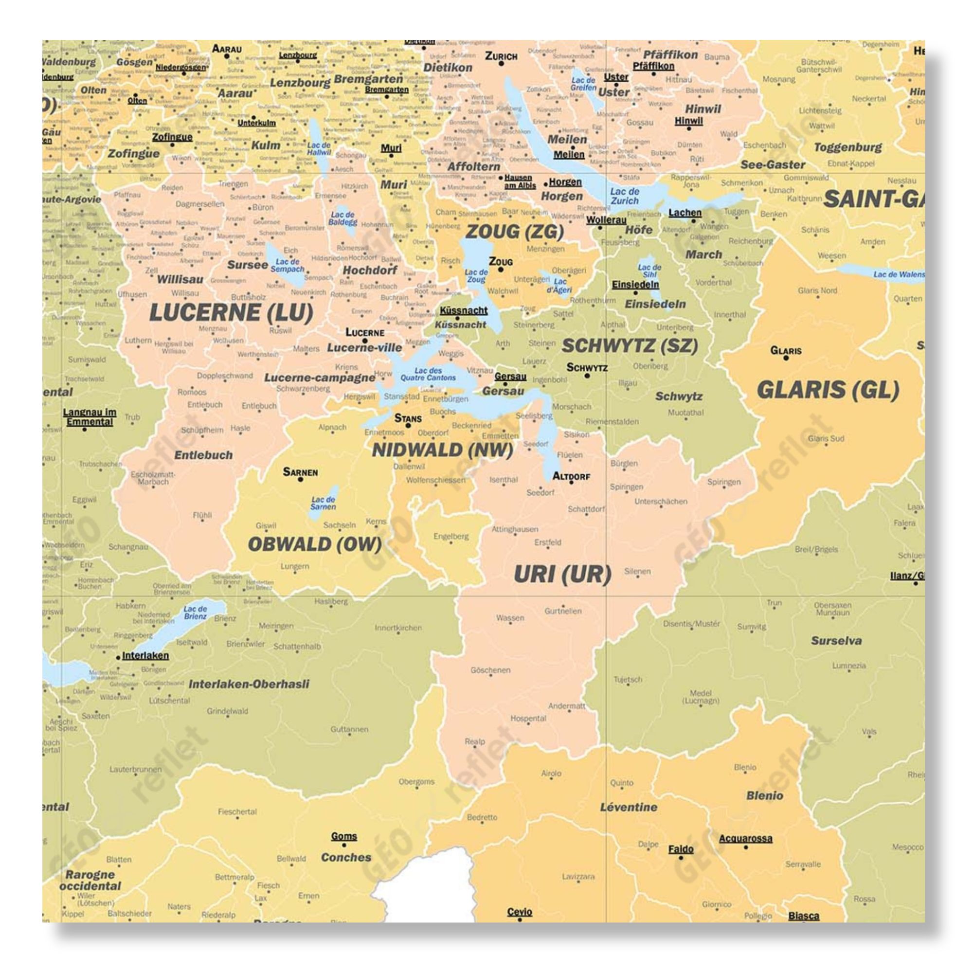 Carte Administrative de la Suisse - extrait