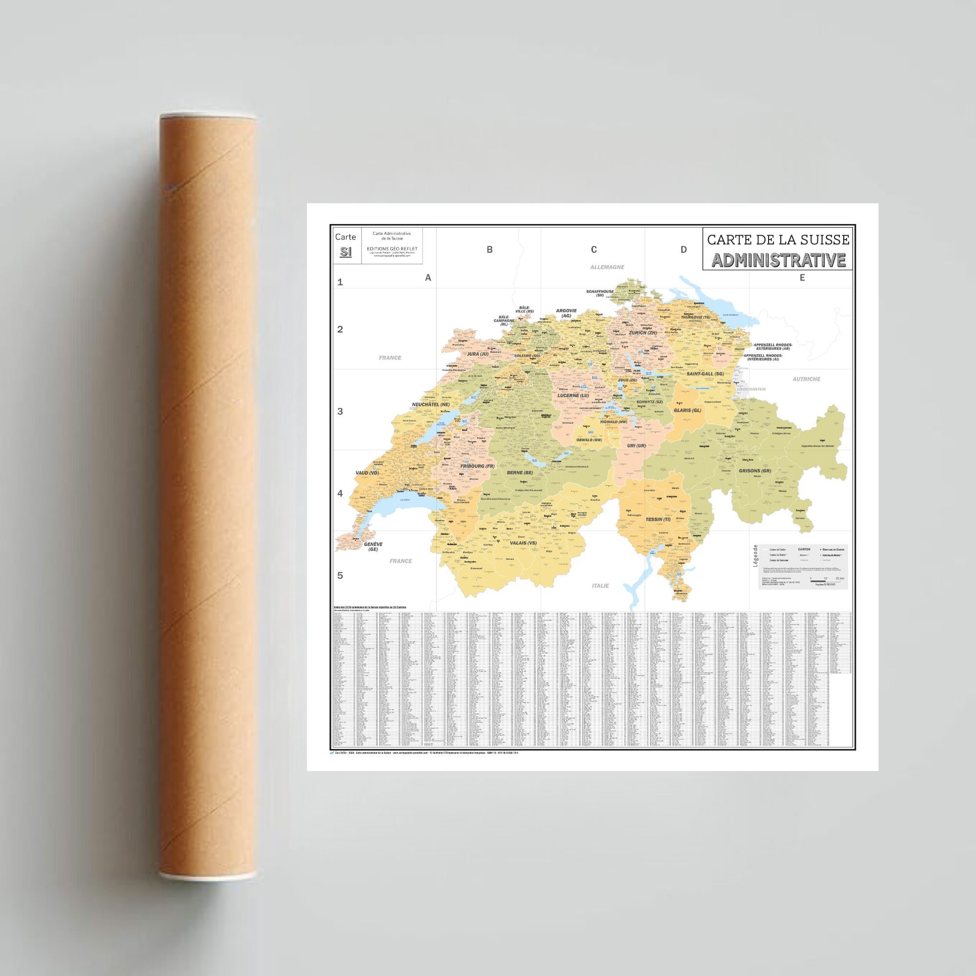 Carte Administrative de la Suisse - extrait