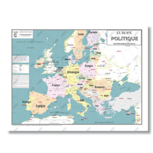 Carte Europe politique et Union Européenne : Affiche 80x60 cm