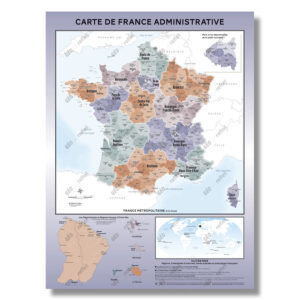 Carte de France administrative - modèle Aventurine - Affiche 60x80cm