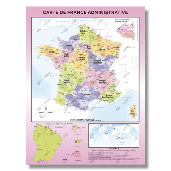 Carte de France administrative - modèle Fluorine