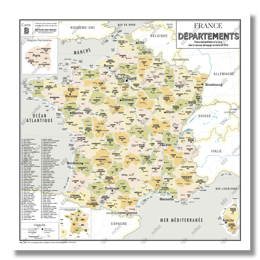 Carte de France 100x100 cm | bol