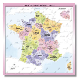 Carte de France administrative - modèle Fluorine - Affiche 60x80cm