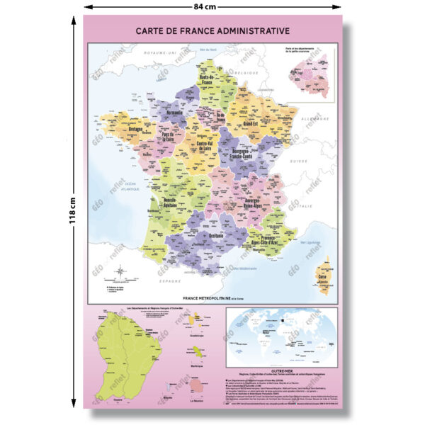 Carte de France administrative - Modèle Fluorine