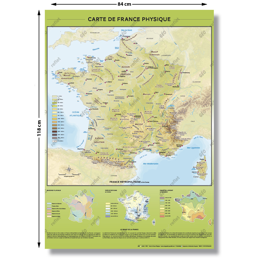 Carte des Stades de Foot du Championnat de France Ligue 1 : Saison 2023-2024  - Affiche 50x70cm