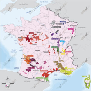 Carte vectorielle des Vignobles de France