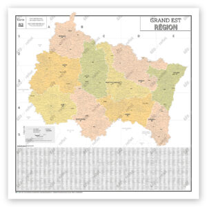 Région Grand Est - Carte administrative vintage - Poster plastifié Grand Format 120x120cm
