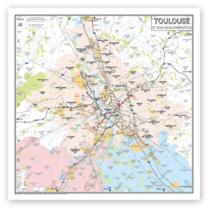 Carte de Toulouse et son agglomération - 130 communes autour de Toulouse