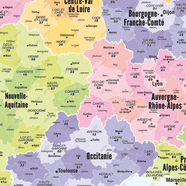 Extrait cartographique de la Carte de France Administrative modèle Fluorine