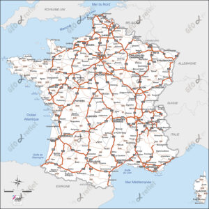 Carte de France routière vecteur