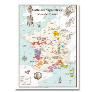 🍇 Carte des Vignobles et Vins de France - Affiche Vintage 3 formats disponibles