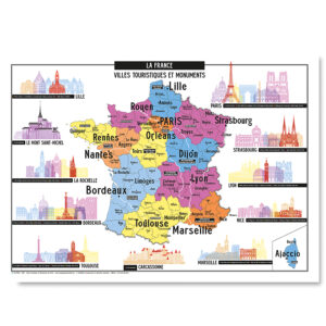Carte des Villes touristiques et Monuments de France