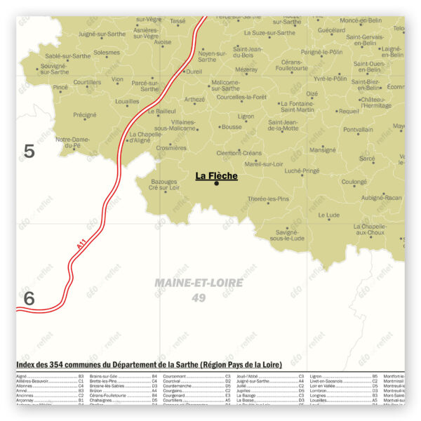 Carte du département de la Sarthe, extrait