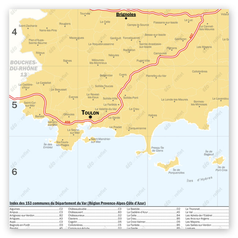 83 - Département du Var - Carte géographique