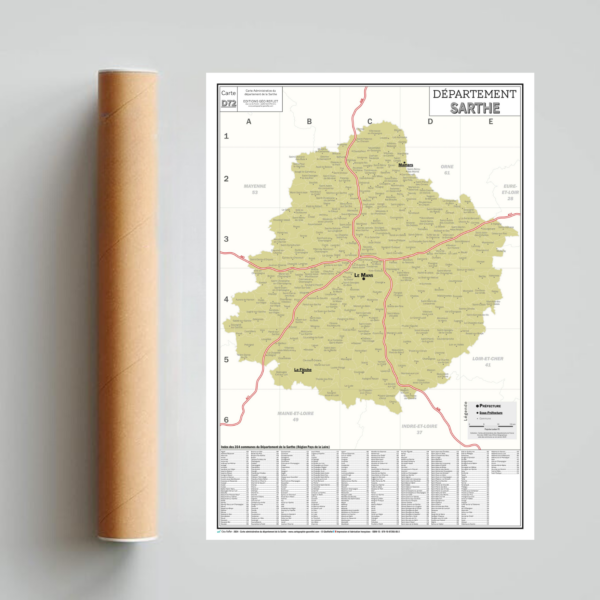 72 - Département de la Sarthe - Carte géographique – Image 3