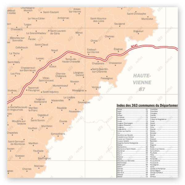 Carte du département de la Charente, extrait