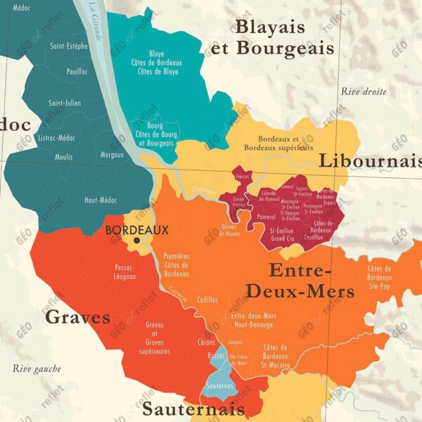 carte vins et vignobles du bordelais