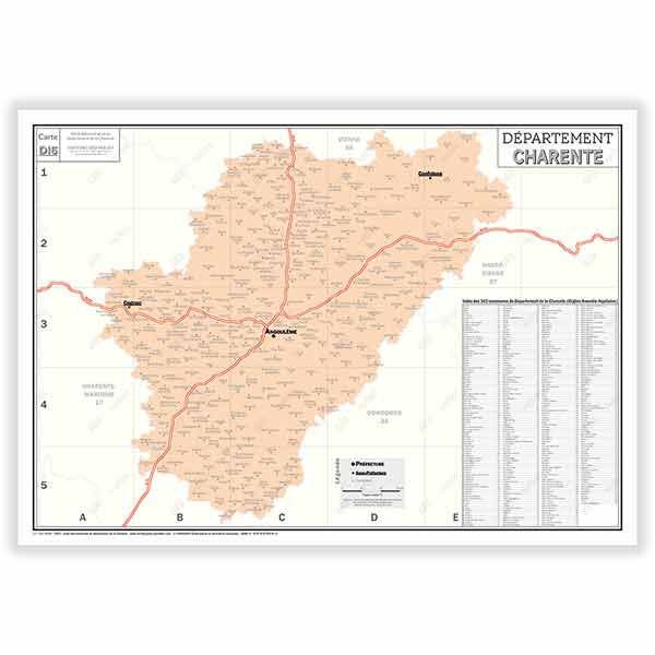 Carte de région administrative de la Charente