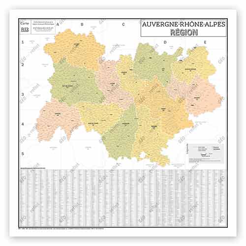 Carte de région administrative Auvergne Rhône-Alpes