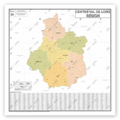 Carte de région administrative Centre Val de Loire