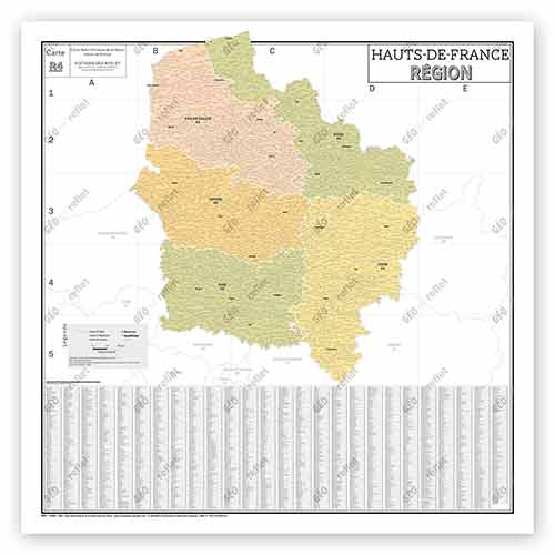 Carte de région administrative Hauts-de-France