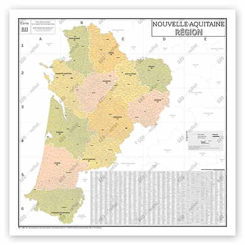 Carte de région administrative Nouvelle-Aquitaine
