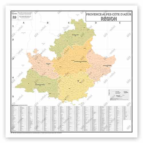 Carte de région administrative Provence-Alpes Côte d'Azur