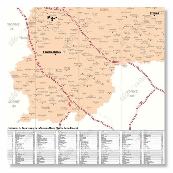 Carte du département de la Seine-et-Marne - extrait