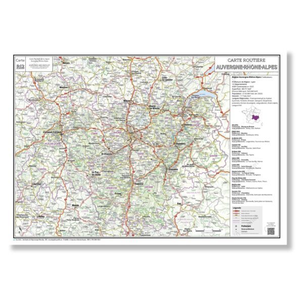 Carte routière de la région Auvergne-Rhône-Alpes