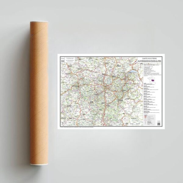 Carte routière de la région Auvergne-Rhône-Alpes extrait