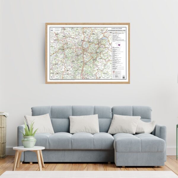 Carte routière de la région Auvergne-Rhône-Alpes extrait
