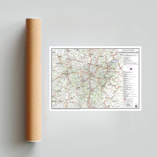 Carte routière de la région Auvergne-Rhône-Alpes - extrait