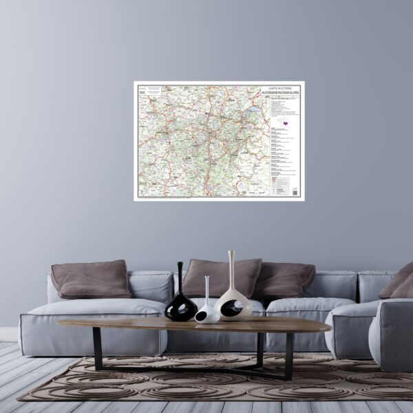 Carte routière de la région Auvergne-Rhône-Alpes - extrait