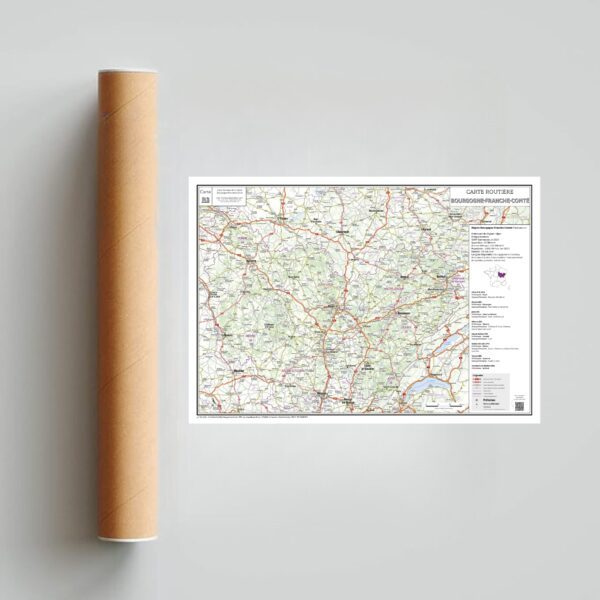 Carte routière de la région Bourgogne-Franche-Comté - extrait