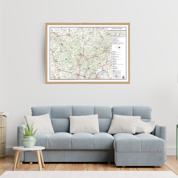 Carte routière de la région Bourgogne-Franche-Comté - extrait