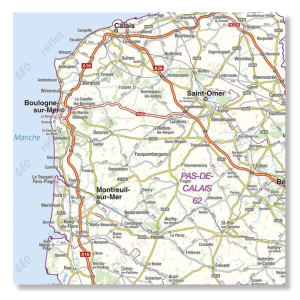 Carte routière de la région Hauts-de-France - extrait