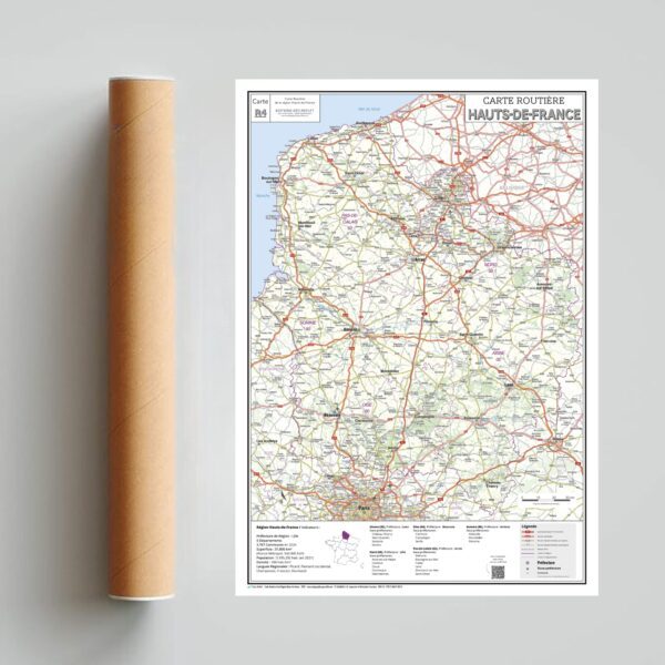 Carte routière de la région Hauts-de-France - extrait