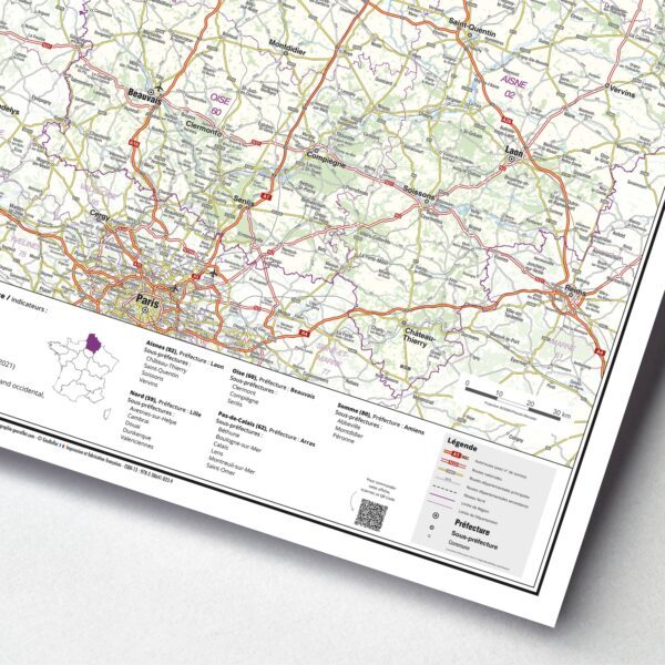 Carte routière de la région Hauts-de-France - extrait