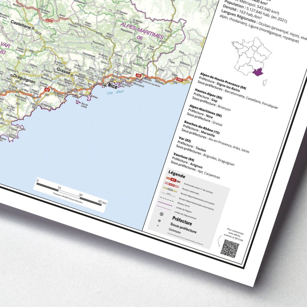 Carte Routière Région PACA : affichez votre Zone de Prospection