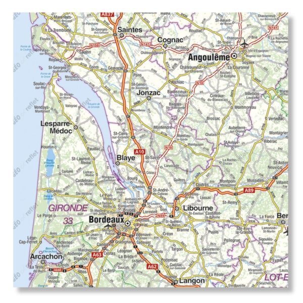 Carte routière de la région Nouvelle-Aquitaine