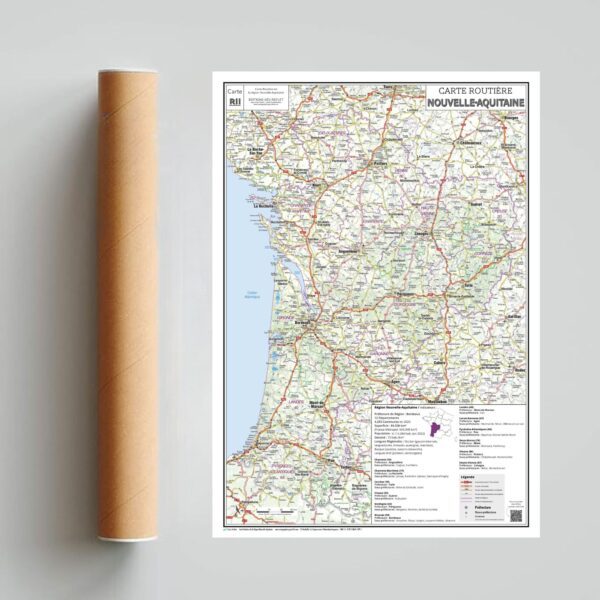 Carte routière de la région Nouvelle-Aquitaine extrait 2