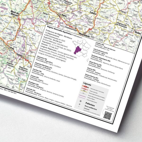 Carte routière de la région Nouvelle-Aquitaine extrait 4