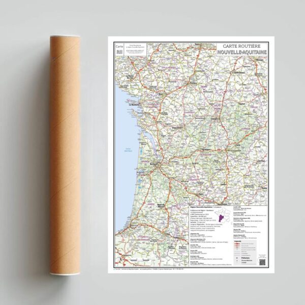 Carte routière de la région Nouvelle-Aquitaine