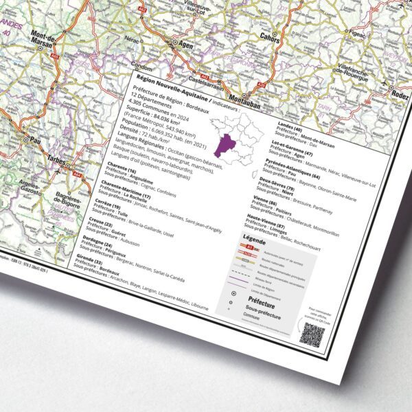 Carte routière de la région Nouvelle-Aquitaine