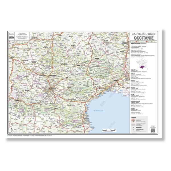 Carte routière de la région Occitanie