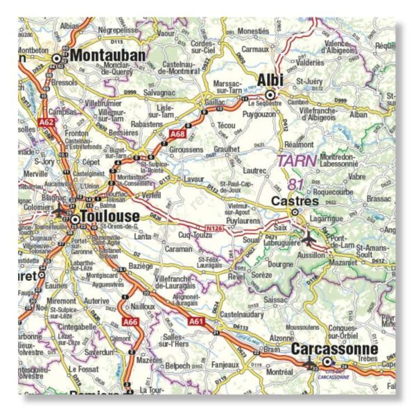Carte routière de la région Occitanie extrait 1